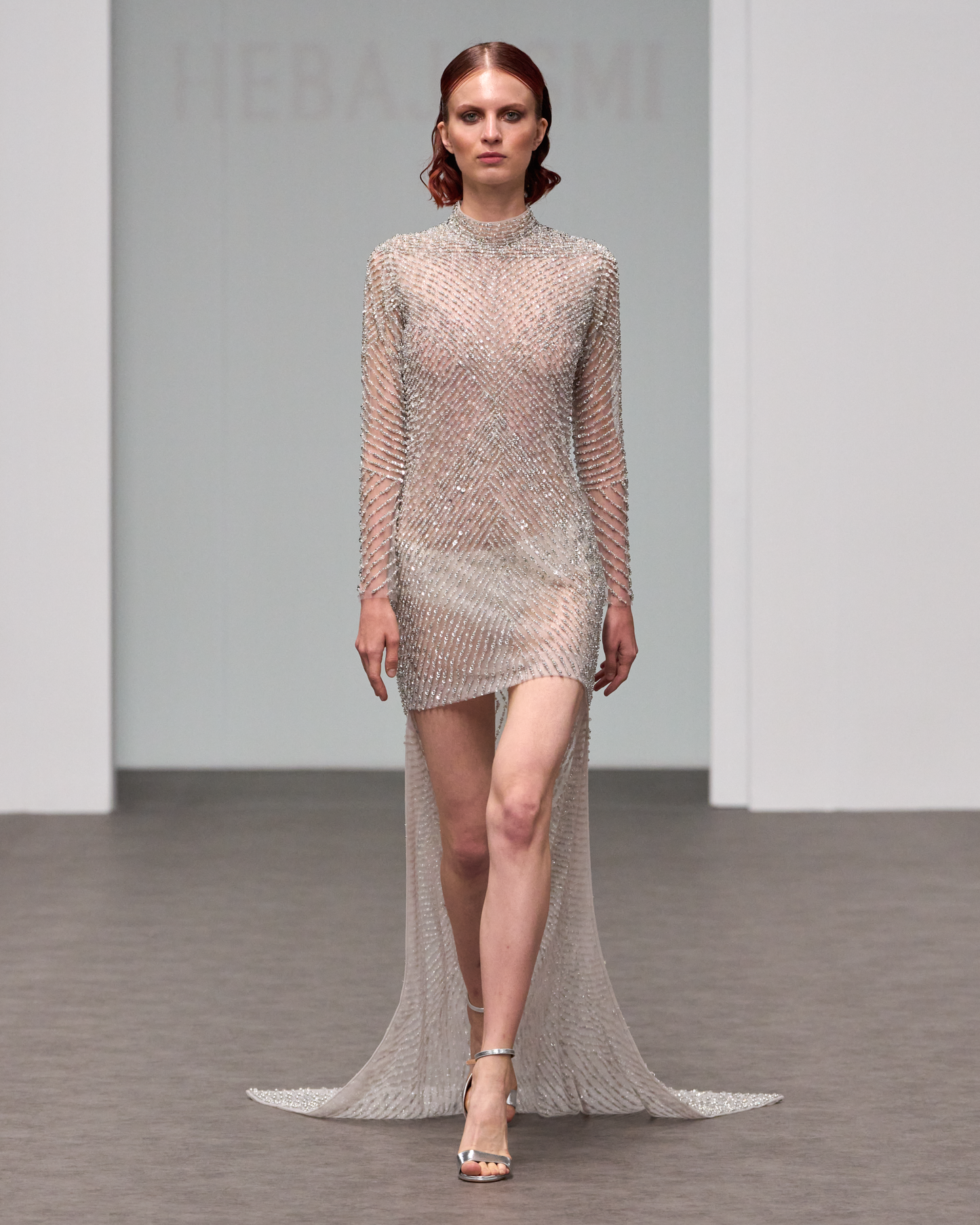 Straight mini silver and white dress - HJ 115