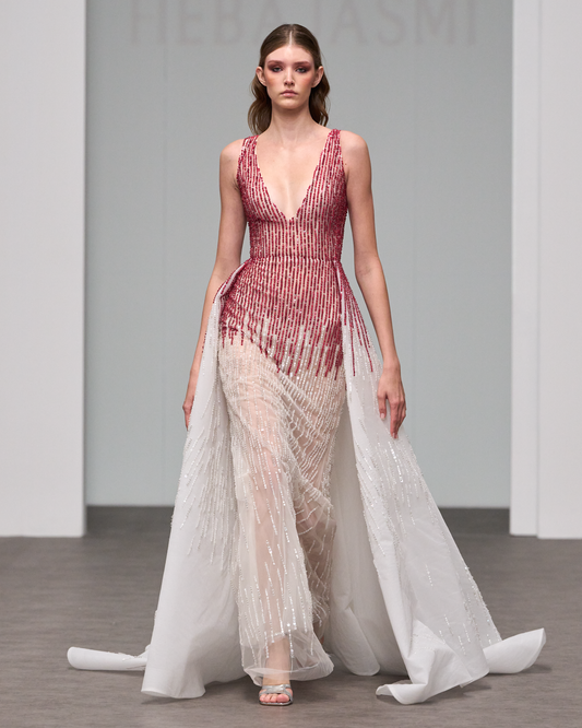 Deep V-neckline maxi dress in a pink ombre effect - I-HJ 112